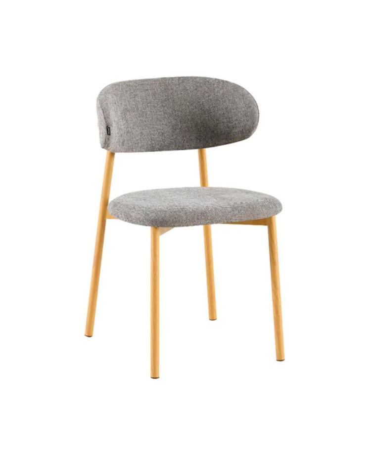 Silla Zaro Gris Oscuro Chenille Base Natural x 4 unidades