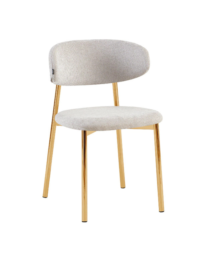 Silla Zaro Gris Claro Chenille Base Dorada x 4 unidades